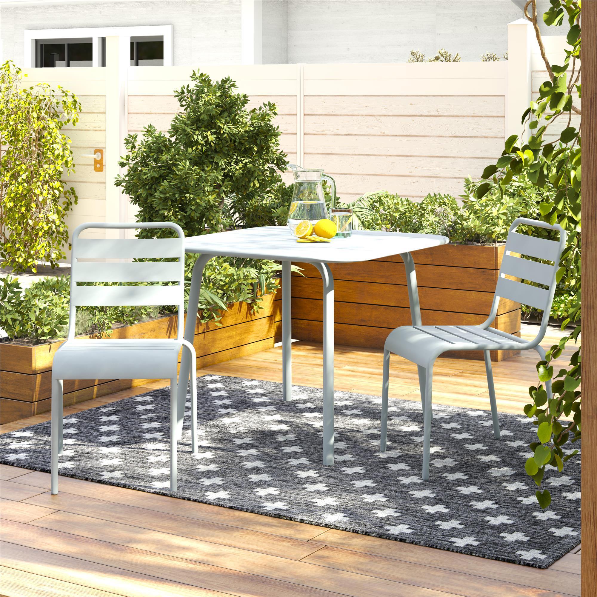Novogratz, Outdoor/Indoor Stacking Dining Chairs, 2-Pk, Lt.Gy, Primary Color Gray, Material Steel, Width 14.5 in, Model# 88954LGY2E